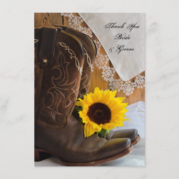 Country Sunflower and Lace Wedding Thank You Notes