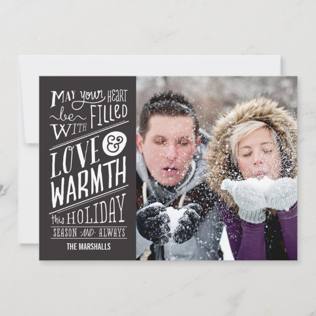 Love and Warmth Holiday Photo Card -Editable Color