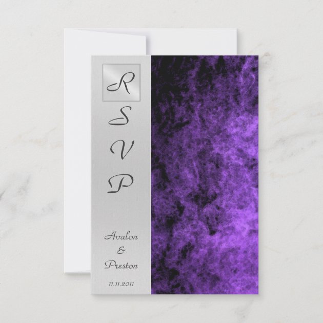Monogram Purple Texture Rsvp Invitation