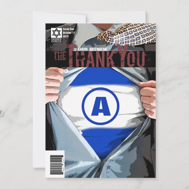 Graphic Novel Bar Mitzvah Thank You Card (front side)