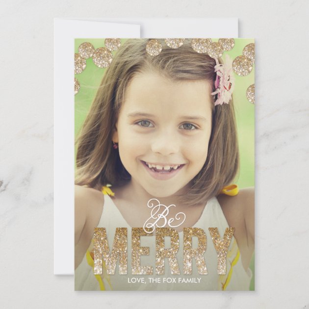 Merry Glitter Holiday Photo Cards - Gold