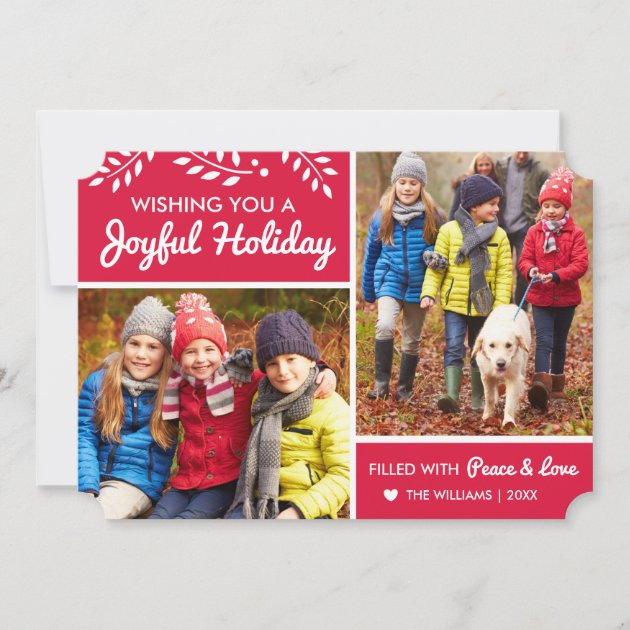 Joyful Holiday | Red Multi-Photo Card (front side)