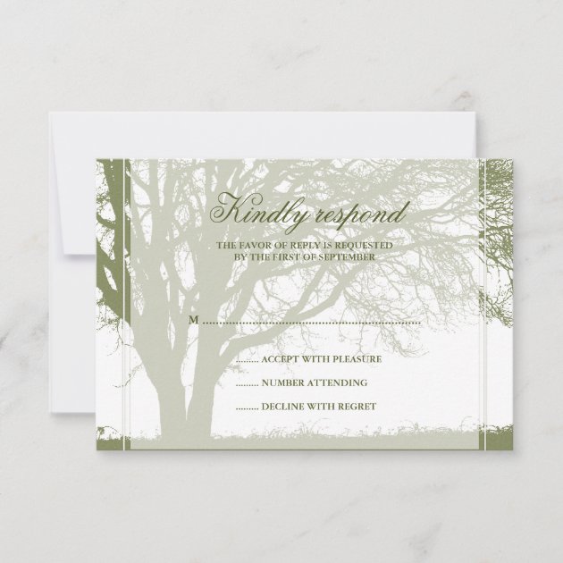 Olive Green Oak Winter Wedding Response Card
