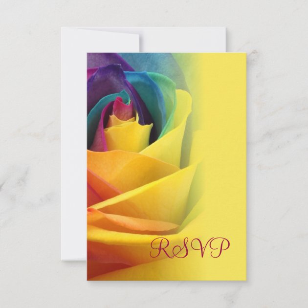 Rainbow Rose Yellow RSVP Card