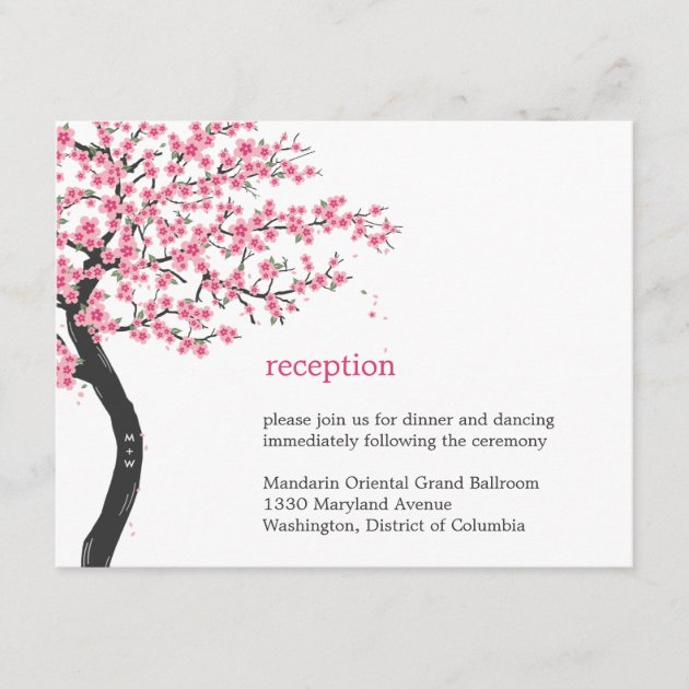 Cherry Blossoms Wedding Reception Card