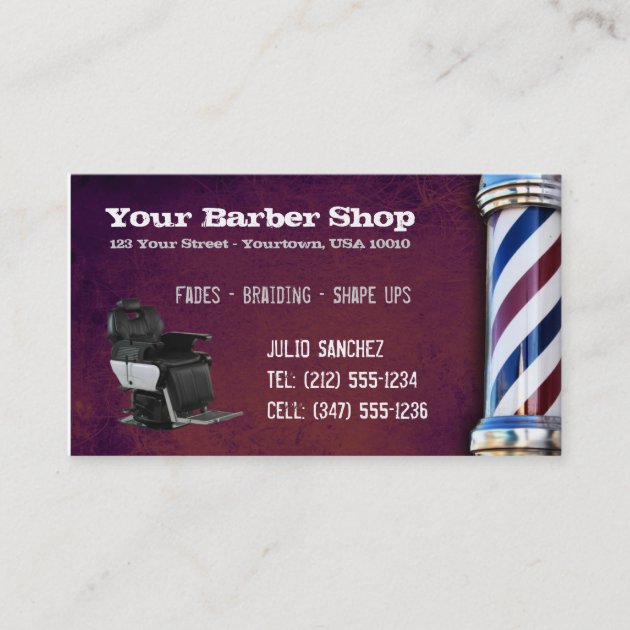 CUSTOMIZABLE Barber Shop BC Appointment Card (front side)