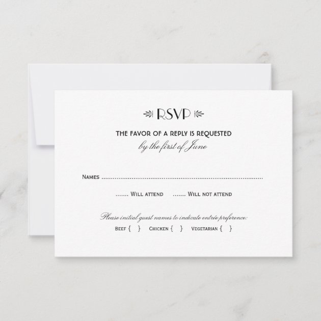 Wedding RSVP Card 2 | Art Deco Elegant Style (front side)