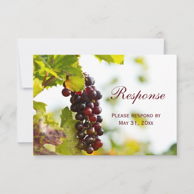 Winery Grapes Vineyard Wedding RSVP Response Card (front side)