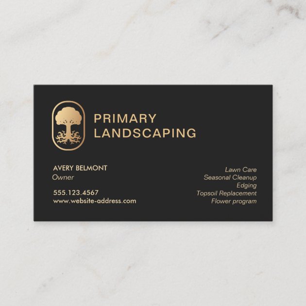 Landscape and Lawn Care Design Rooted Tree Business Card (front side)