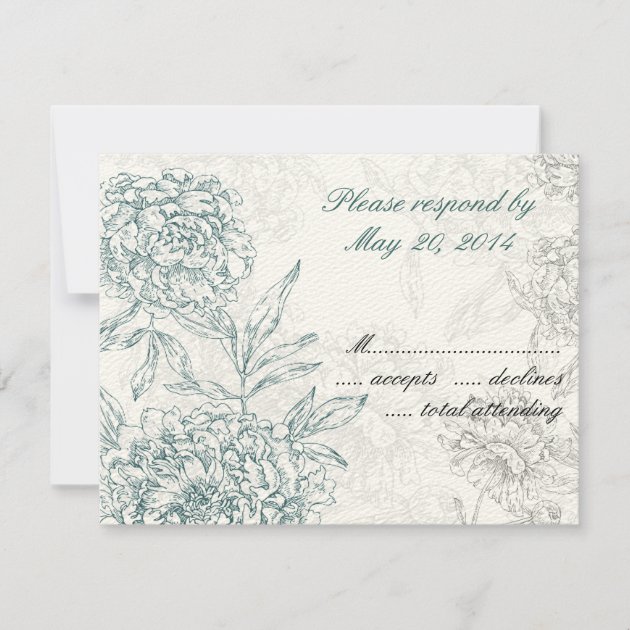 Elegant Botanical Wedding RSVP Cards Jade Cream