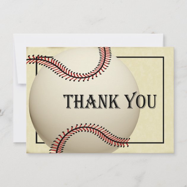 Vintage Baseball Thank You Flat Card