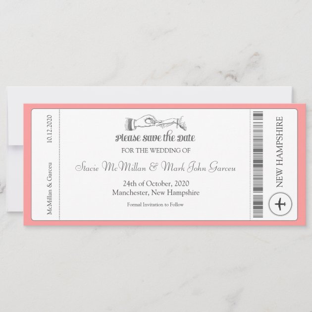 Simple Boarding Pass Save the Date Invitation