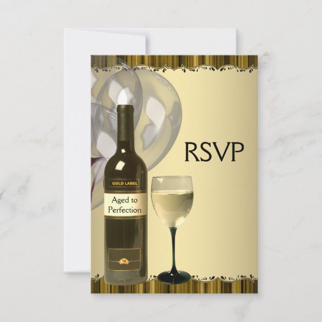 Wine Glass Bottle Gold 50th Birthday Party RSVP