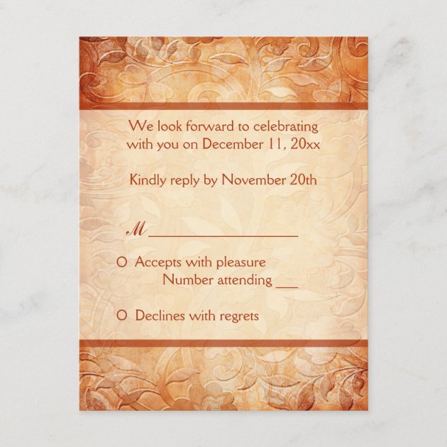 Orange and Ivory Floral Reply Card