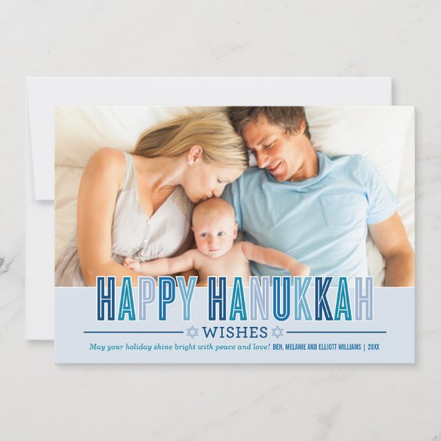 Happy Hanukkah Photo Card | Shades of Blue
