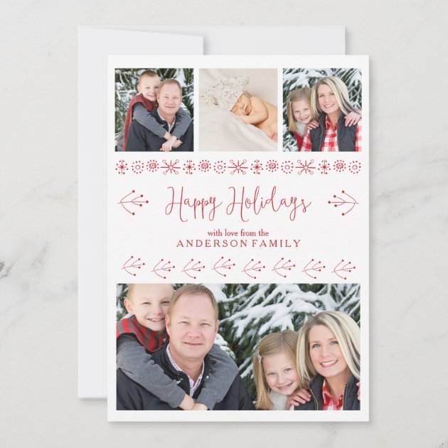Cheerful Happy Holidays Family Photos Christmas Holiday Card (front side)