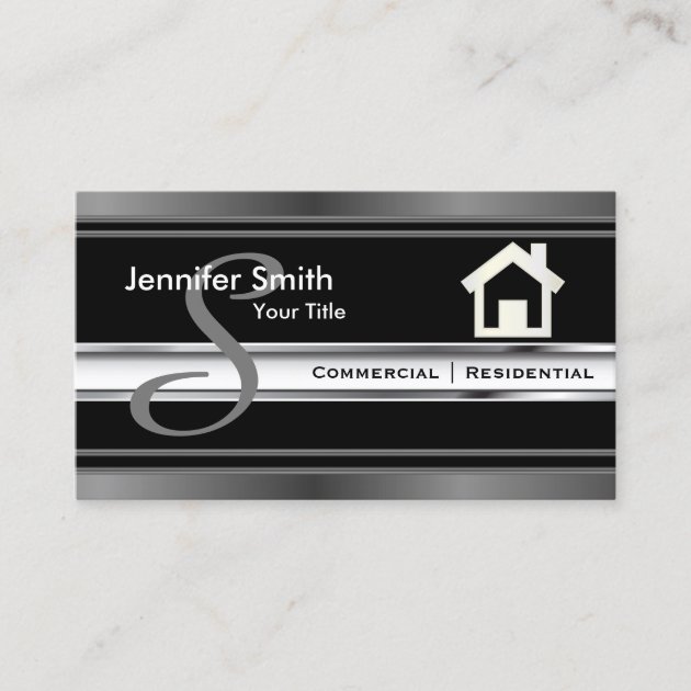 Monogram Real Estate Professional Agent Business Card (front side)