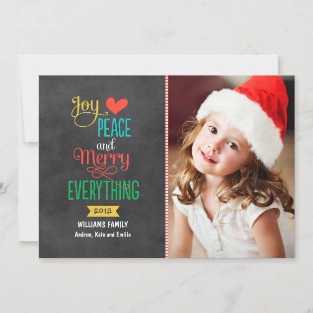 Photo Holiday Greeting Card | Black Chalkboard (front side)
