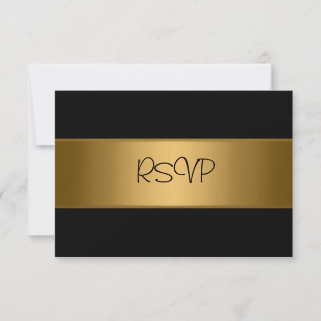 RSVP Card All Events Elegant Black Bronze Gold
