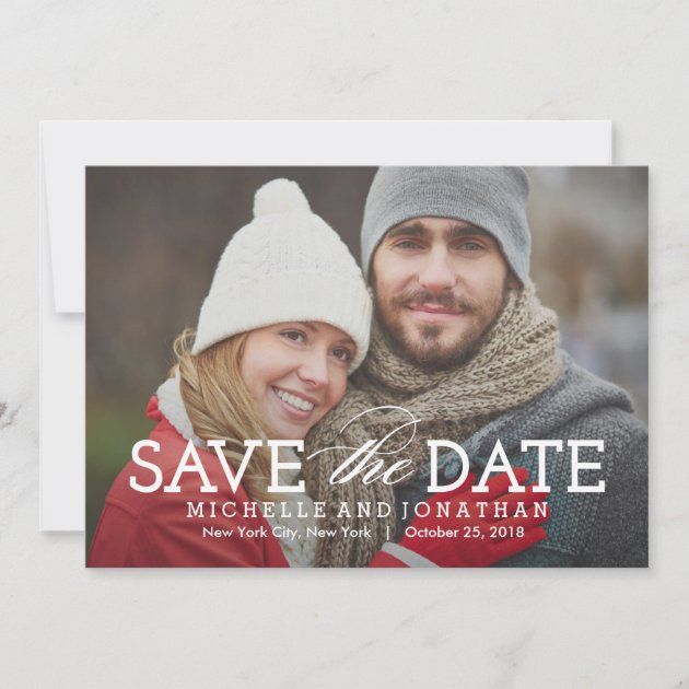 Simply Timeless Photo Save The Date Card (front side)