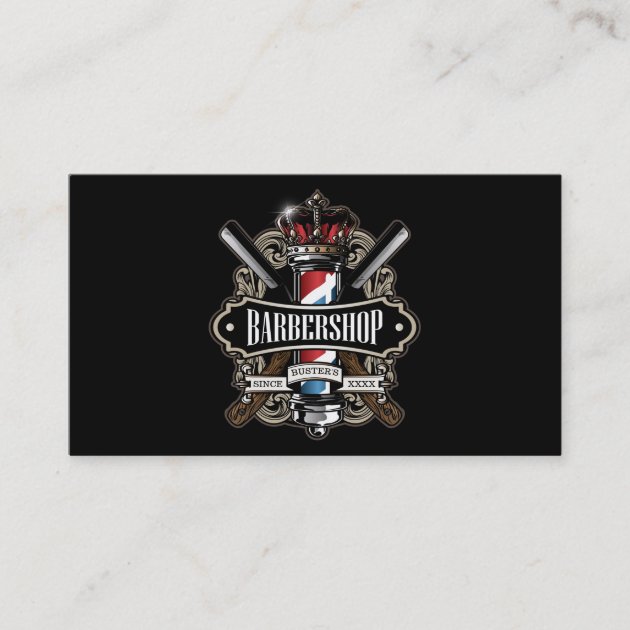 Elegant Barbershop Business Card Personalize (front side)