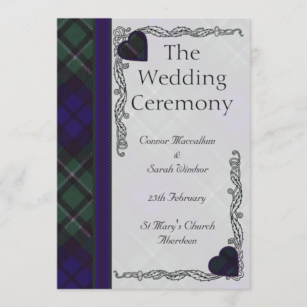 Scottish Tartan Wedding program - Maccallum