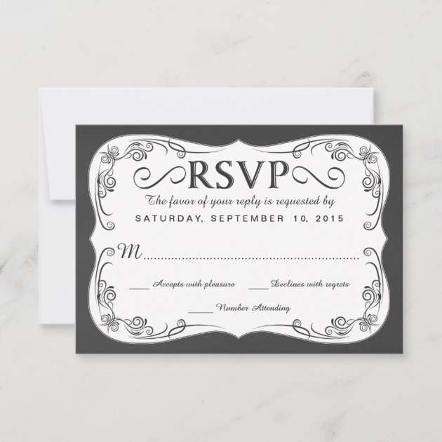 Vintage Chalkboard RSVP Wedding Reply Cards (front side)