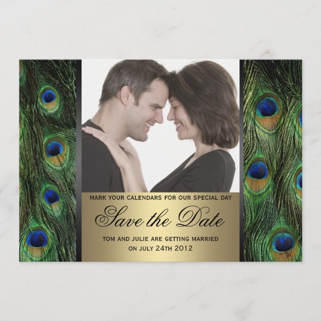 Peacock Save the Date Photo (front side)