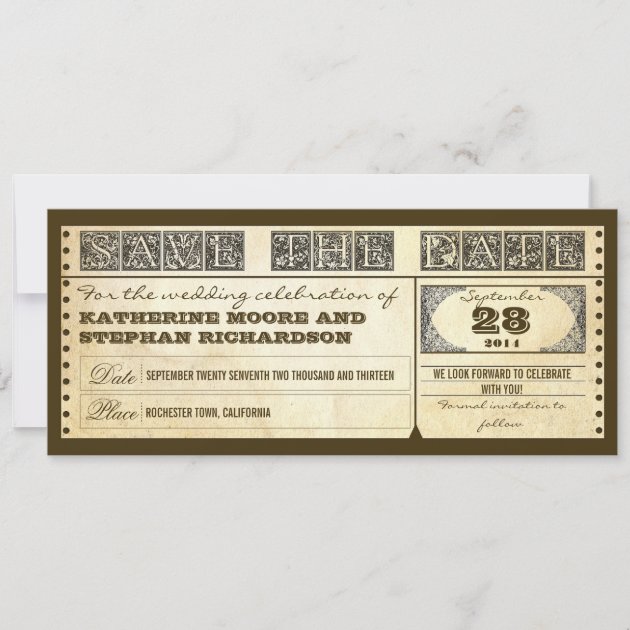 save the date vintage tickets