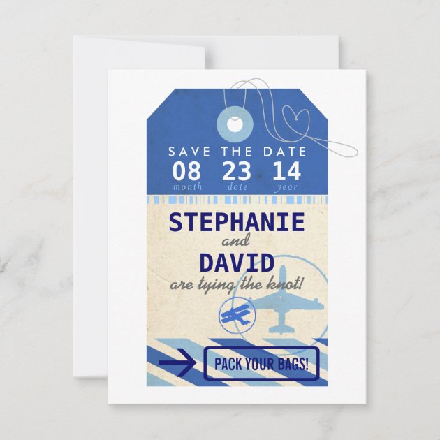 Luggage Tag Vintage Destination Wedding Save Date Save The Date