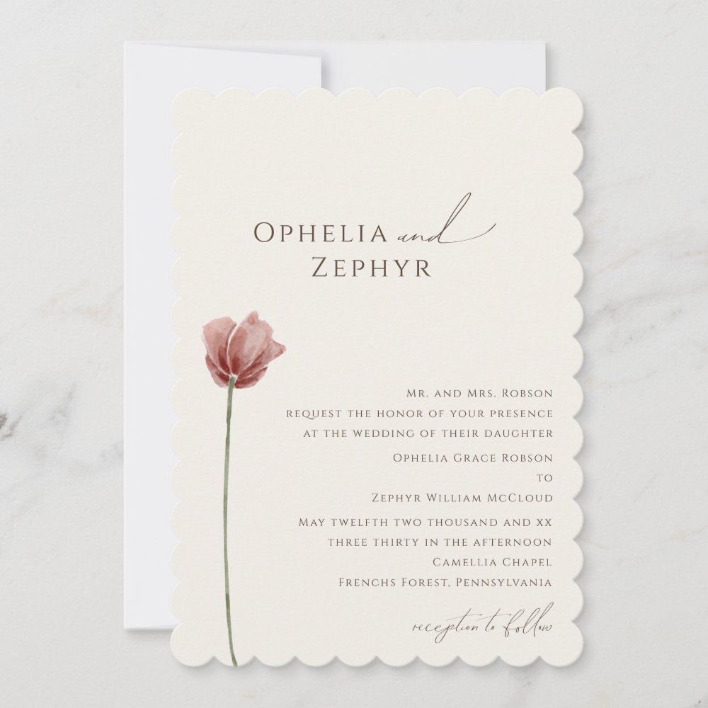 Discover Simple Wildflower | Beige Traditional Wedding Invitation
