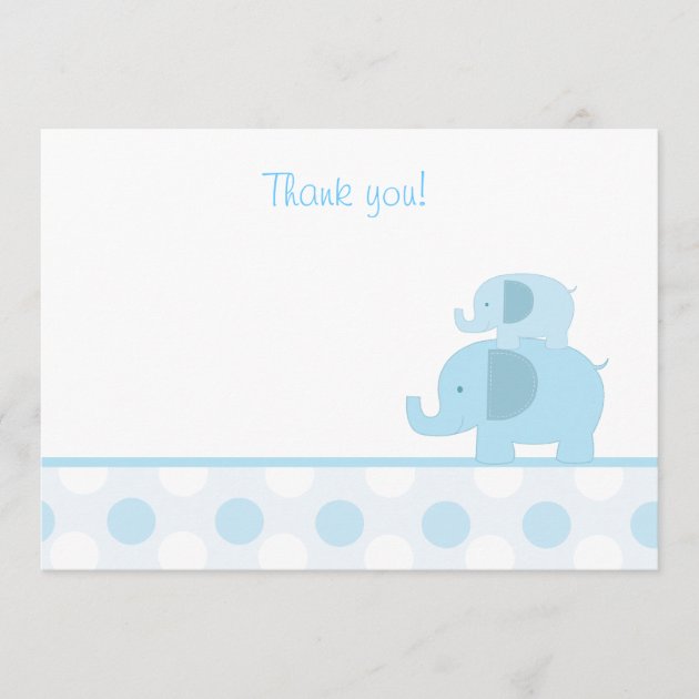Blue Mod Elephant Flat Thank You notes