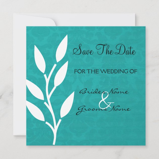 Teal Vintage Background Save The Date Invites