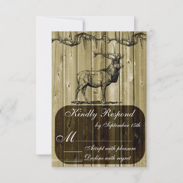 Rustic Elk Wildlife Hunting Wedding RSVP Card