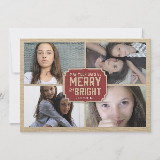 Rustic Red Frame Holiday Photo Card