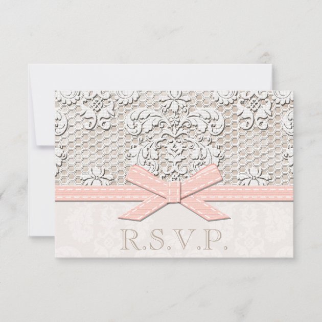 Pink Antique Lace RSVP Wedding Response Cards