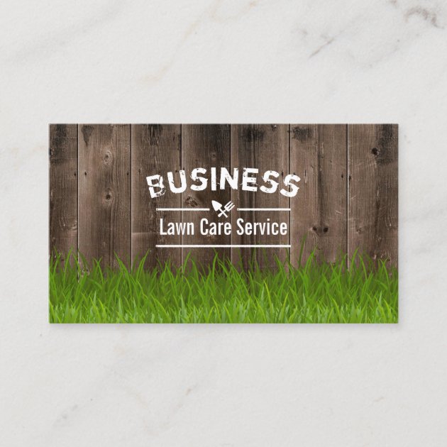 Professional Lawn Care & Landscaping Service Wood Business Card