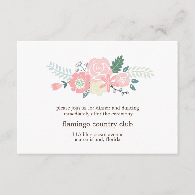 Modern Floral Wedding Reception Card