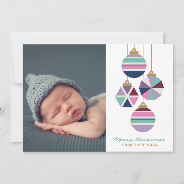 Jewel Tones Geometric Ornaments Holiday Photo Card