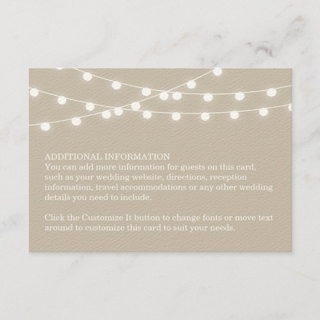 Summer String Lights Wedding Insert Card