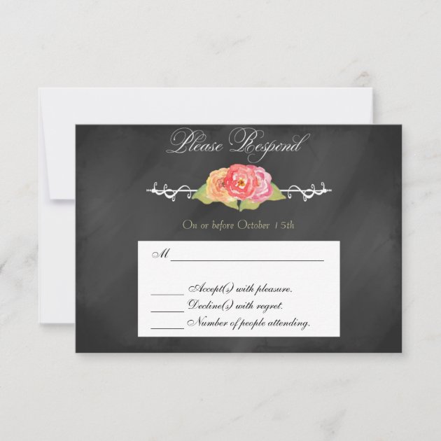 Chalkboard Abstract Flower RSVP Response Card