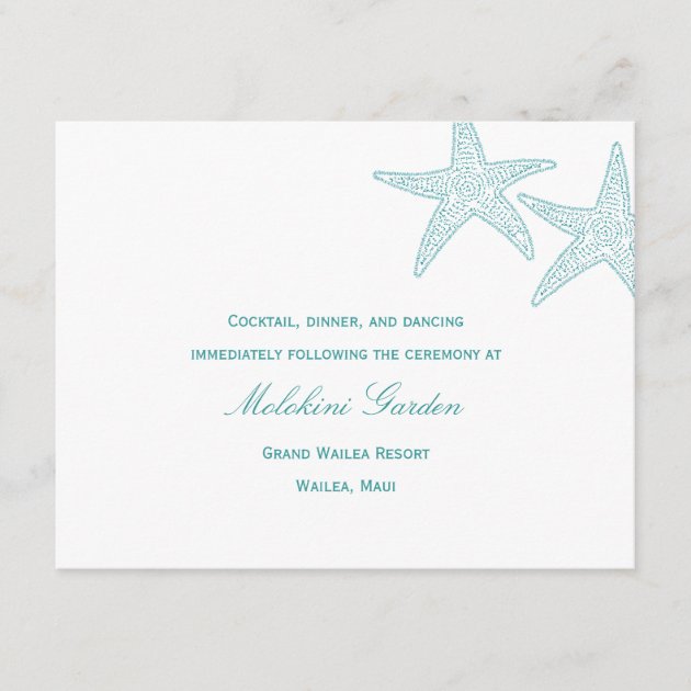 Starfish Wedding Reception Card - Turquoise