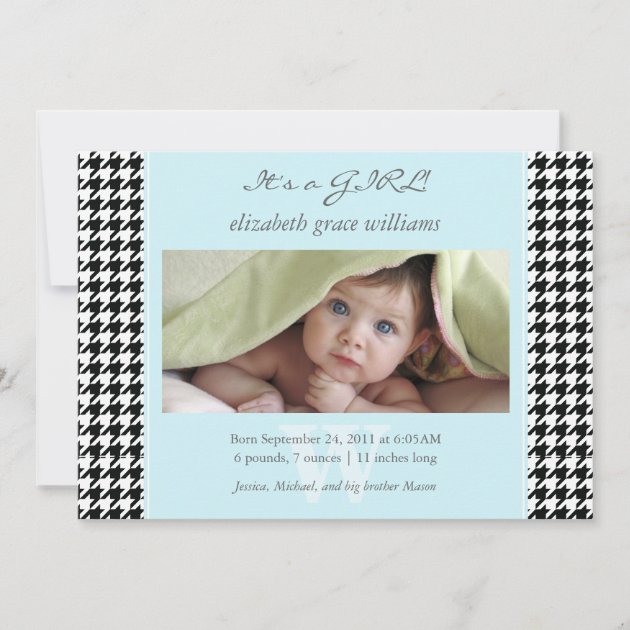 Houndstooth Birth Announcements
