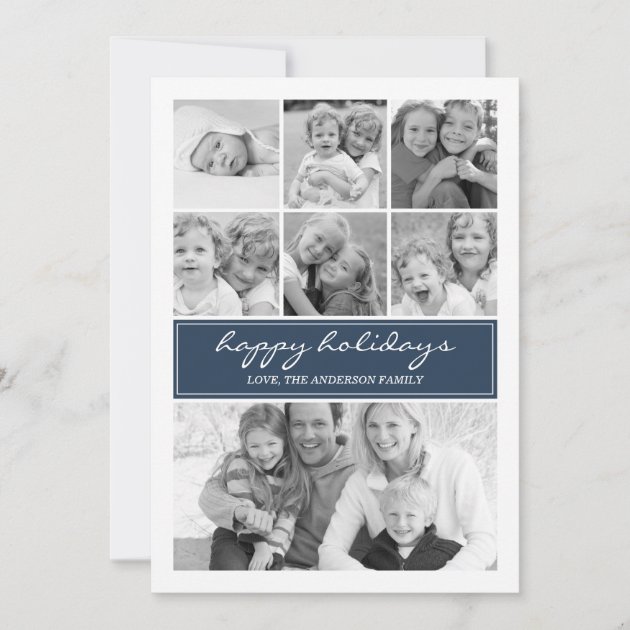 Multi Photo Collage Holiday Photocard - Navy /Blue