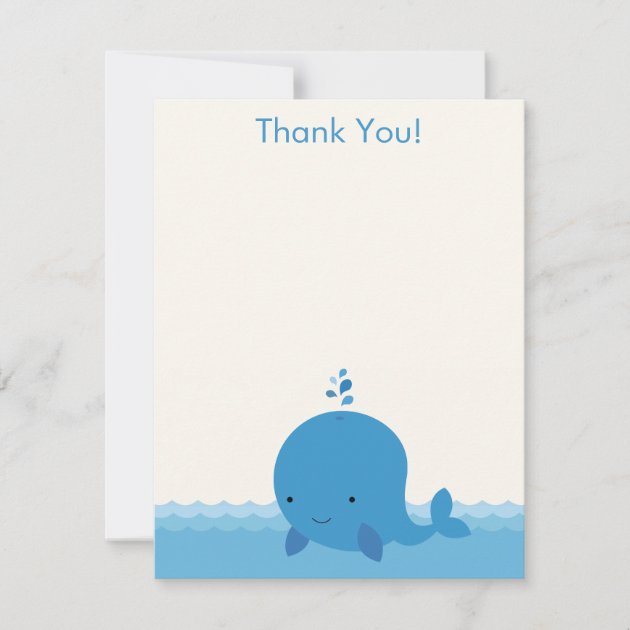 Modern Whale Baby Shower Thank You Flat Card