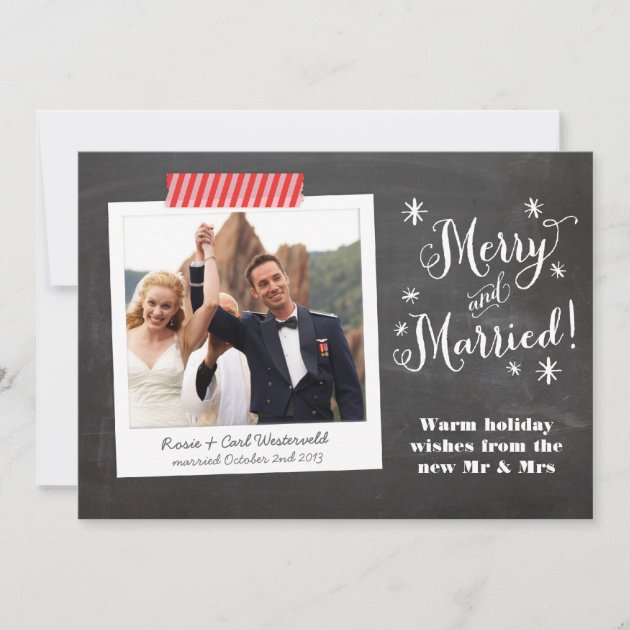 Merry & Married Chalkboard Holiday Card