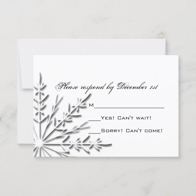 Snowflake Winter Wedding RSVP Response Card