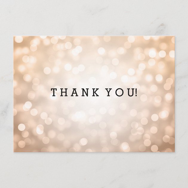 Wedding Thank You Note Copper Glitter Lights (front side)