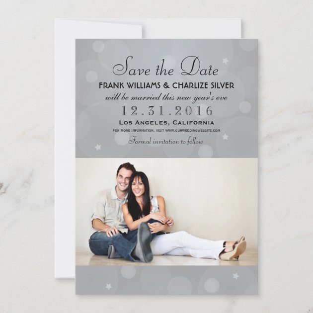 Wedding Photo Save the Date | Platinum Gray (front side)