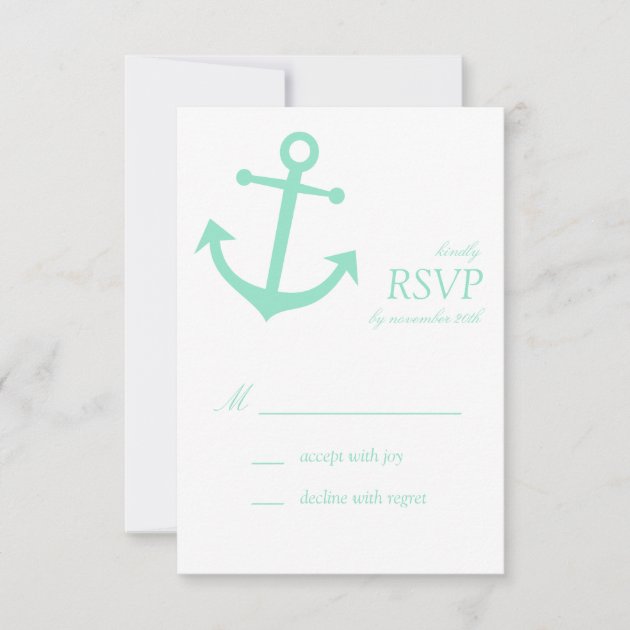 Nautical Boat Anchor RSVP Cards (Pale Green) (front side)